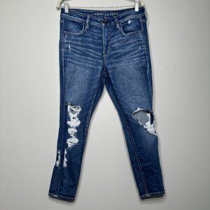 American Eagle Blue Distressed Jegging Jeans Women's 12 Short